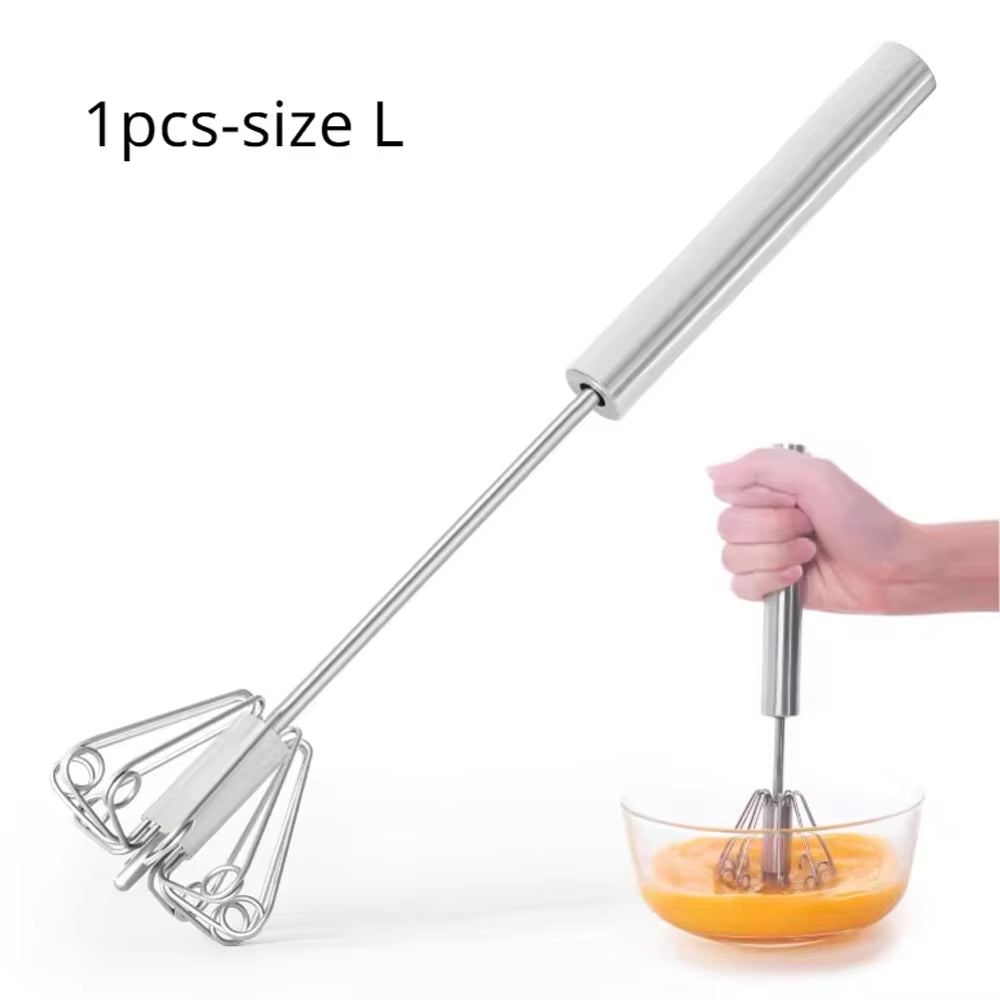 Semi Automatic Mixer Whisk Egg Beater Stainless Steel Manual Hand Mixer Self-Turning Cream Utensils Kitchen Mixer Egg Tools